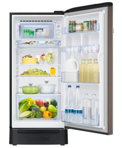 samsung 189l 5 star inverter direct cool single door refrigerator appliance (rr21c2h25dx/hl,luxe brown) base stand drawer 2023 model